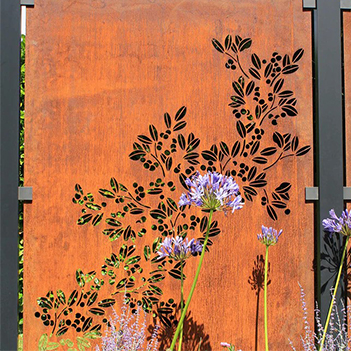 Corten steel outdoor privacy screens and panel