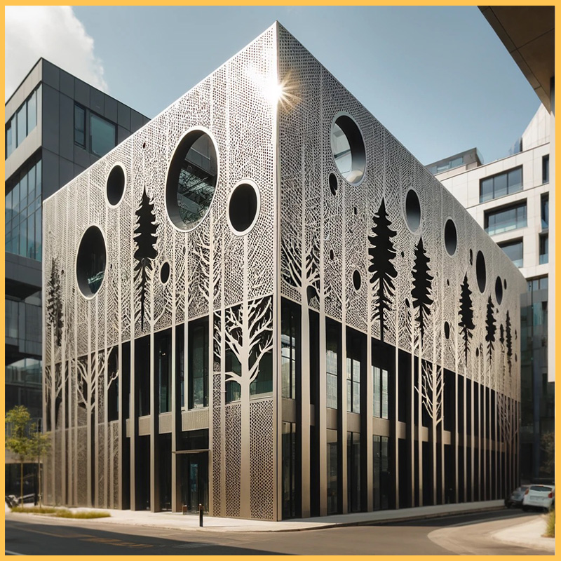 Decorative Perforated Metal Sheets Enhance Building Facades with Modern Aesthetic And Functionality